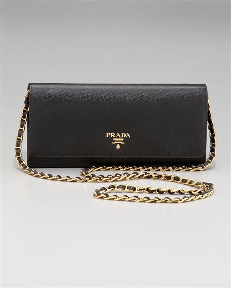 prada black saffiano chain wallet bag|Prada saffiano wallet price.